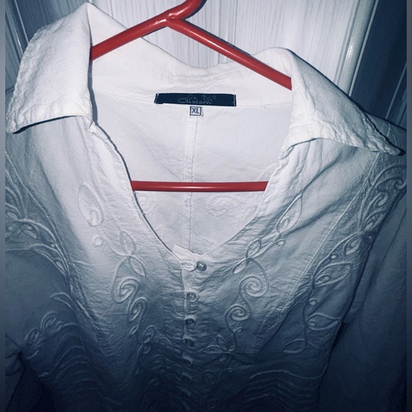 Glocam, 100% White Cotton Collared top - Picture 3 of 3